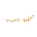 Gold Triple Half-Bezel Teardrop Climbers