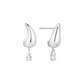 Silver Curved Teardrop Dangle Stud Earrings