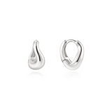 Silver Wave Huggie Hoop Earrings