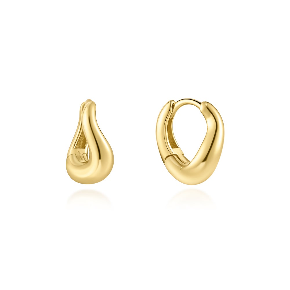 Gold Wave Huggie Hoop Earrings