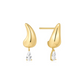 Gold Curved Teardrop Dangle Stud Earrings