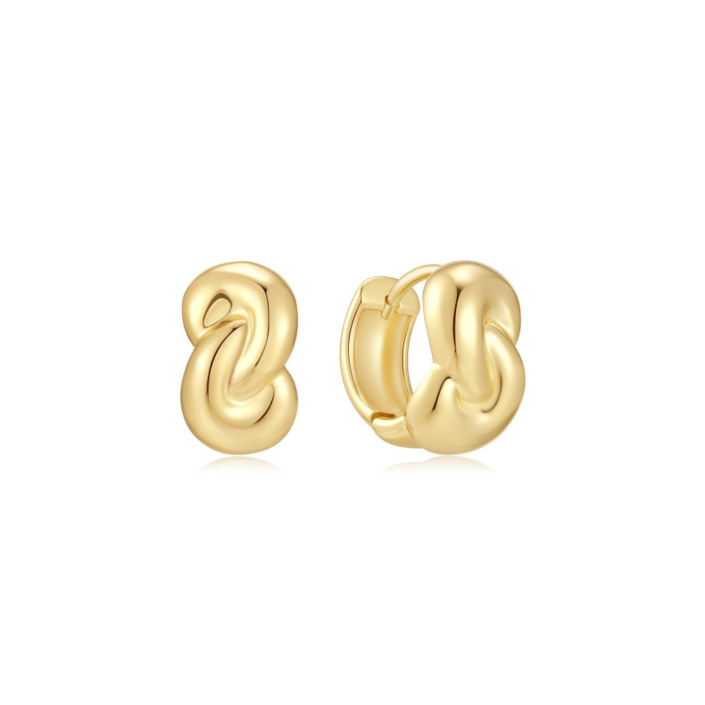 Gold Rope Twist Huggie Hoop Earrings