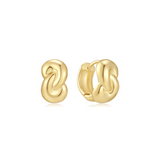 Gold Rope Twist Huggie Hoop Earrings