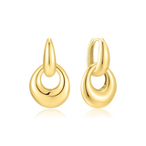 Gold Hollow Organic Pebble Drop Earrings