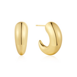 Gold Large Dome Stud Hoop Earrings