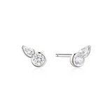 Silver Bezel Round & Teardrop Stud Earrings