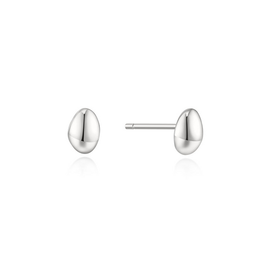 Silver Organic Dome Pebble Stud Earrings