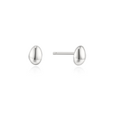 Silver Organic Dome Pebble Stud Earrings