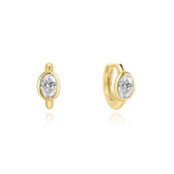 Gold Bezel Organic Pebble Huggie Hoop Earrings