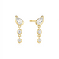 Gold Teardrop & Bezel Round Dangle Stud Earrings