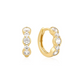 Gold Alternating Half-Bezel Huggie Hoop Earrings