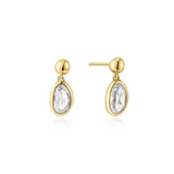Gold Bezel Organic Pebble Dangle Stud Earrings