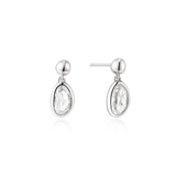 Silver Bezel Organic Pebble Dangle Stud Earrings