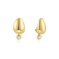 Gold Dome Pebble with Bezel Dangle Stud Earrings