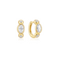 Gold Bezel Pebble & Round Huggie Hoop Earrings