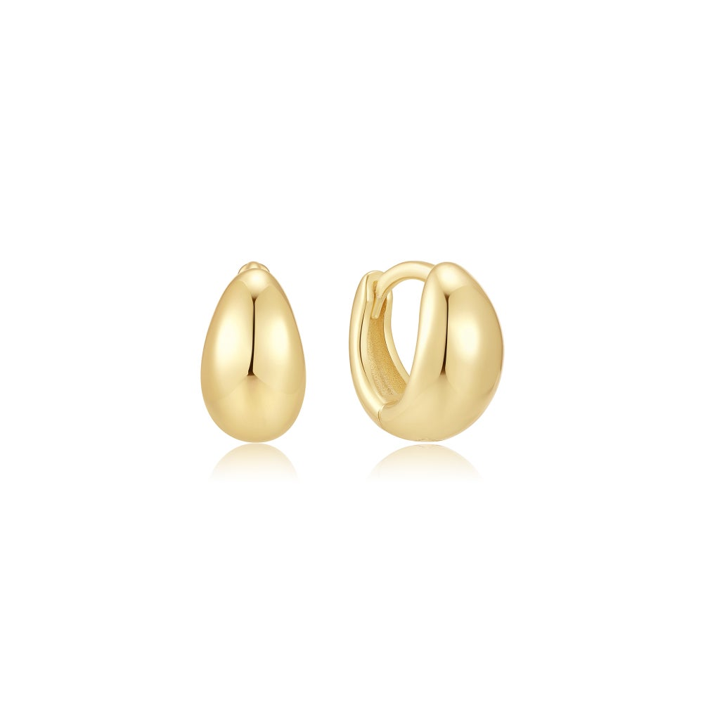 Gold Dome Pebble Huggie Hoop Earrings