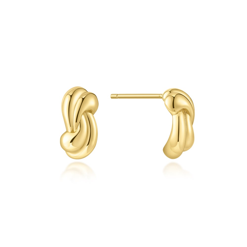 Gold Rope Twist Stud Earrings