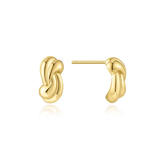Gold Rope Twist Stud Earrings