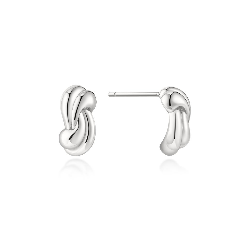 Silver Rope Twist Stud Earrings