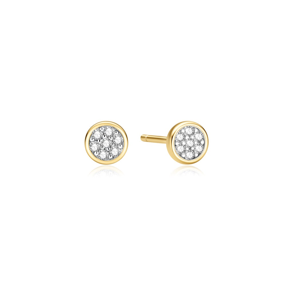 Small Pave Disc Stud Earrings
