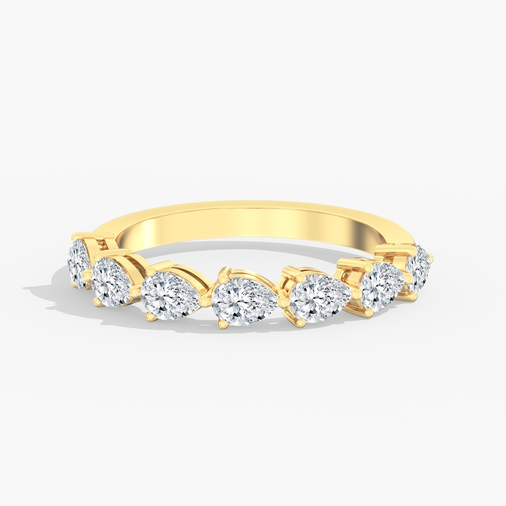 14K White Gold Lab Grown Pear Shaped Diamond East West Luxe Band