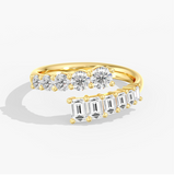 Round and Emerald Bypass Ring