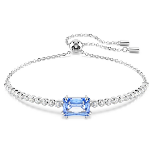 Swarovski Matrix Clear with Blue Emerald Cut Stone Bracelet