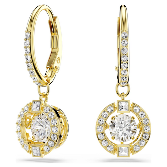 Swarovski Una Yellow Gold Tone Clear Floating Stone Earrings