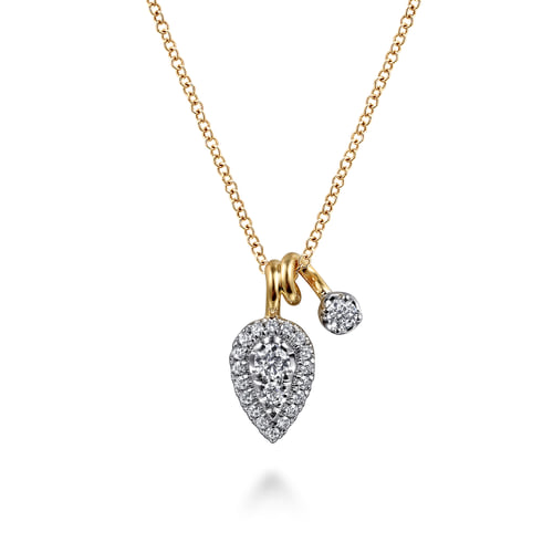 Pendant Necklace 14K White and Yellow Gold Diamond
