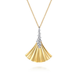 14K White & Yellow Gold Diamond Cut Pendant Necklace