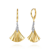 Gold Diamond and Diamond Cut Leverback Drop Earrings
