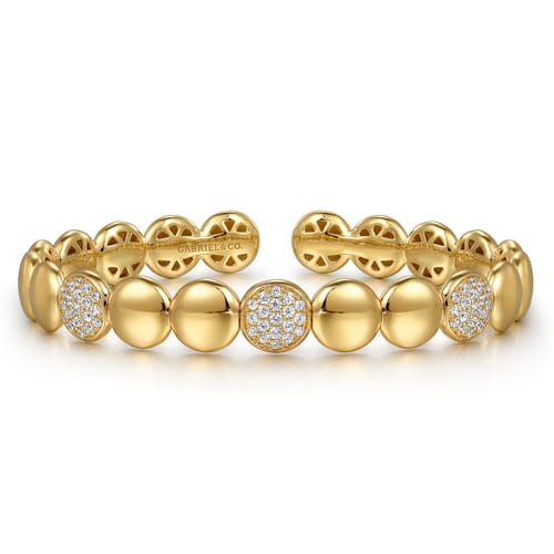 Gold Diamond Cluster Cuff Bangle