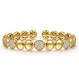 Gold Diamond Cluster Cuff Bangle