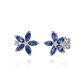 White Gold Diamond and Marquise Sapphire Flower Stud Earrings