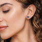 White Gold Diamond and Marquise Sapphire Flower Stud Earrings