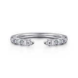 White Gold Bar Set Baguette & Round Diamond Open Anniversary Band
