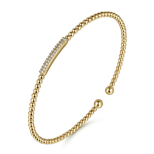 Gold Beaded Diamond Cuff Bujukan Bangle Bracelet