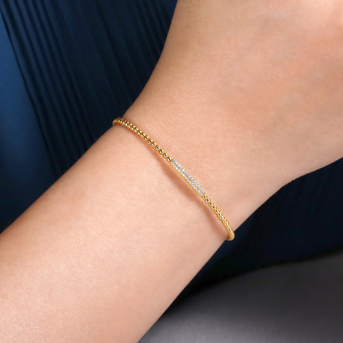 Gold Beaded Diamond Cuff Bujukan Bangle Bracelet