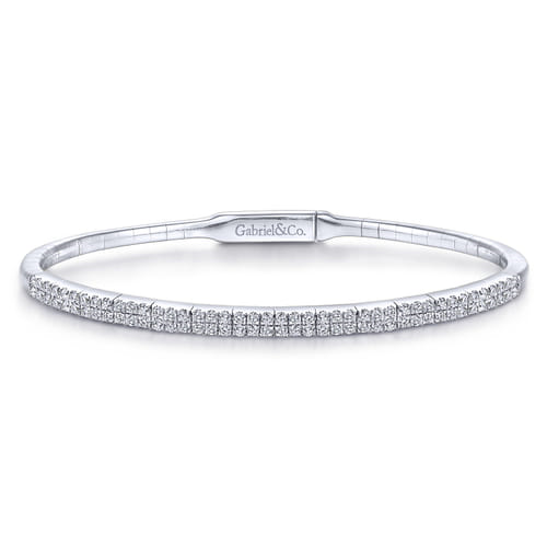 White Gold Two Row Diamond Bangle