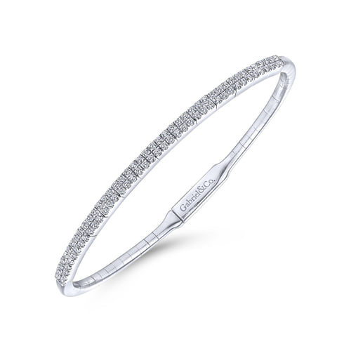 White Gold Two Row Diamond Bangle