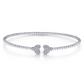 White Gold Bujukan Split Cuff Bracelet with Pave Diamond Hearts