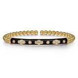 Gold Bujukan Beads and Diamond Split Bangle Bracelet with Black Enamel
