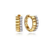 White & Yellow Gold Huggie Earrings