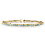 Gold Bujukan Beads and Blue Topaz Split Bangle Bracelet