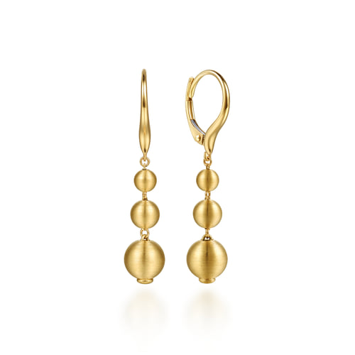 Gold Graduating Bujukan Beads Leverback Drop Earrings