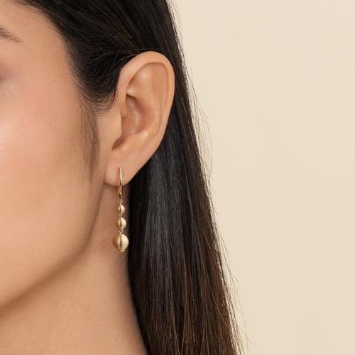 Gold Graduating Bujukan Beads Leverback Drop Earrings