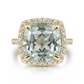 Green Amethyst Cushion Cut Ladies Ring with Flower Pattern Gallery