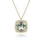 Diamond & Green Amethyst Cushion Cut Necklace with Flower Pattern J-Back