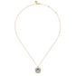 Diamond & Green Amethyst Cushion Cut Necklace with Flower Pattern J-Back