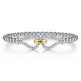 Bujukan Beaded White Sapphire Stirrup Closed Bangle Bracelet